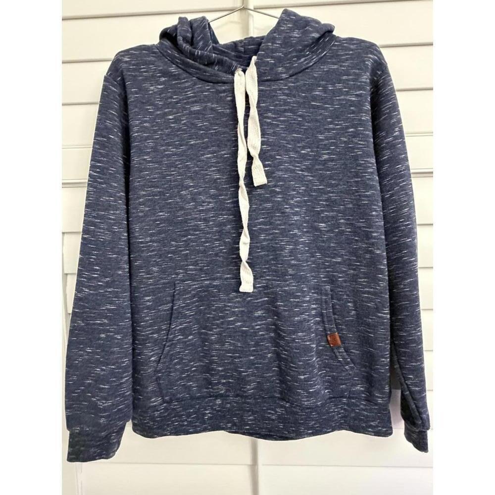 Doublju heather blue hoodie with front pocket and drawstring hood size Large - Picture 2 of 6